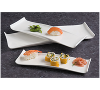 Rectangular Porcelain Platter with Curved Ends, 15-1/2 x 5 Inch, White