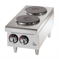 Star-Max 12-Inch Countertop Electric Hot Plate with Solid Cast Iron French Top, 2 Burners
