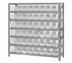 Thumbnail image #1 for Quantum Heavy-Duty Stationary Wire Shelving Unit with 7 Shelves and 48 Clear Bins, 36 x 12 x 39 Inches