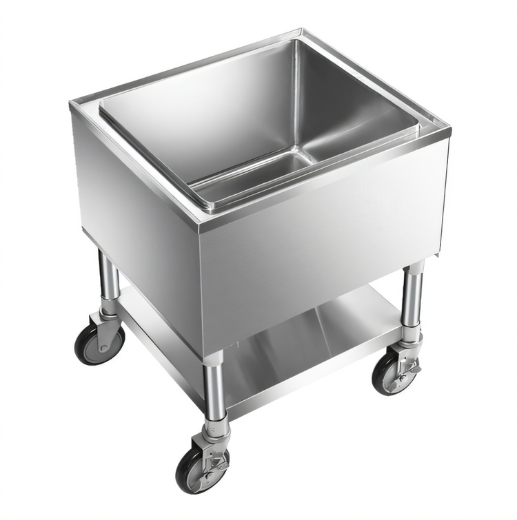 Product image #1 for Mobile Stainless Steel Ice Caddy with Undershelf and 5-Inch Casters