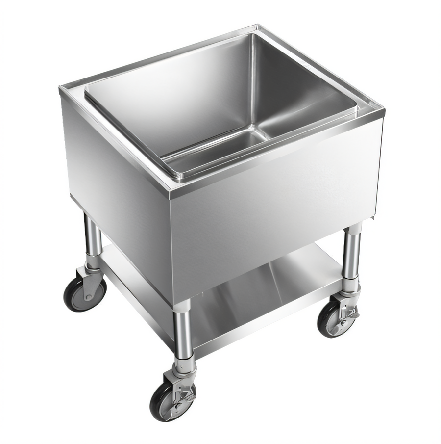 Product image #1 for Mobile Stainless Steel Ice Caddy with Undershelf and 5-Inch Casters
