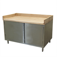 BK Resources CMBT-3648HL 48-Inch x 36-Inch Wood Top Chef Table with Locking Cabinet Base