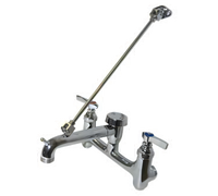 Serv-Ware Wall-Mount Mop Sink Service Faucet with Vacuum Breaker Spout and Pail Hook