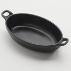 Thumbnail image #1 for American Metalcraft MC61 Black Oval Melamine Serving Casserole Dish with Handle, 4-1/2 oz Case of 96