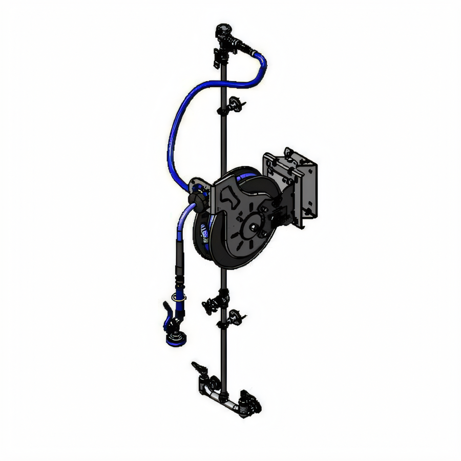 Product image #1 for Open Wall-Mounted Retractable Hose Reel Assembly with 35-Foot Hose and 8-Inch Mixing Faucet