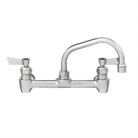 Fisher Commercial Brass Backsplash Faucet with 8-Inch Centers, 12-Inch Swing Spout and Lever Handles