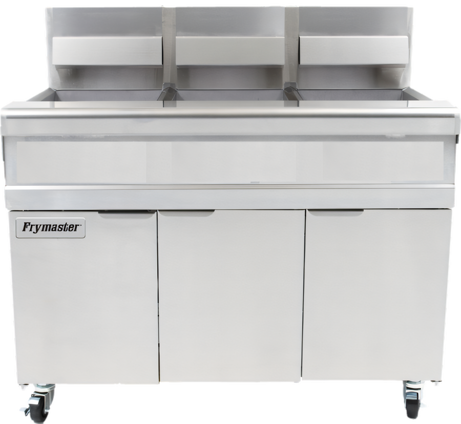 Product image #1 for Frymaster MJ340 High Performance Open-Pot Gas Floor Fryer, 3 Frypots, Millivolt Controller, 3 x 40 lb. Oil Capacity
