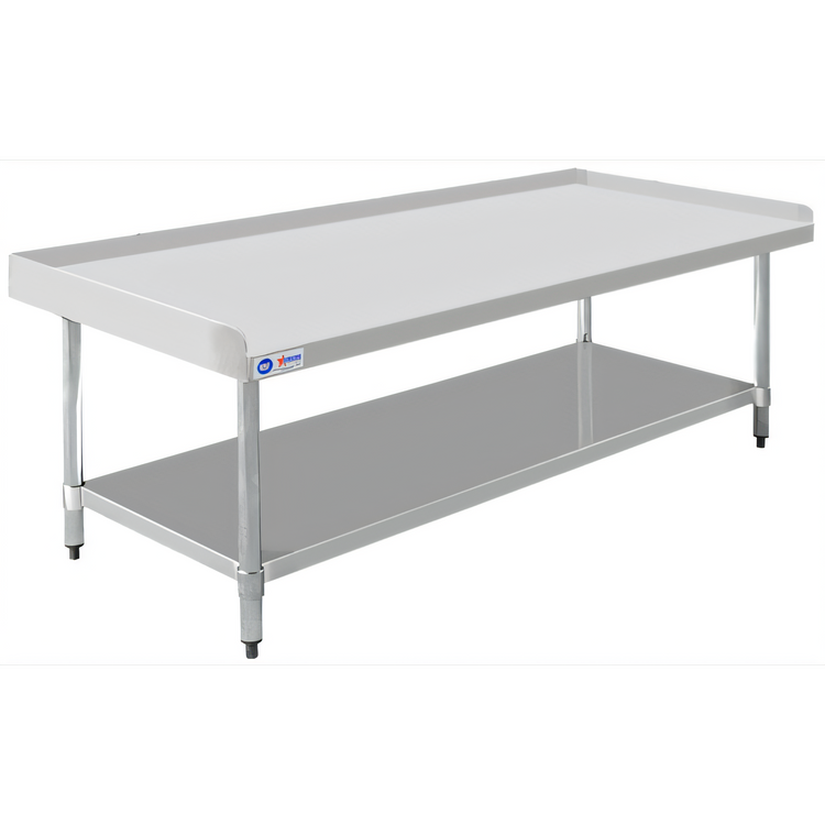 Product image #1 for Omcan Stainless Steel Equipment Stand with Undershelf, 72 Inch W x 30 Inch D, 2-Inch Rear and Side Upturn
