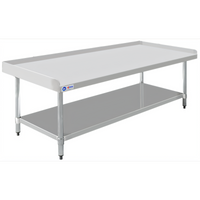 Omcan Stainless Steel Equipment Stand with Undershelf, 72 Inch W x 30 Inch D, 2-Inch Rear and Side Upturn