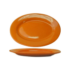 Thumbnail image #1 for International Tableware Cancun CA-14-O Ceramic Oval Platter, 12-1/2" x 9", Rolled Edge, Orange 1 Dozen
