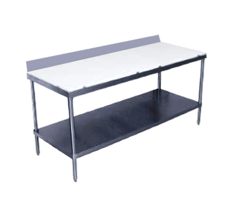 Product image #1 for 108 Inch x 30 Inch Poly Top Work Table with 6 Inch Backsplash and Adjustable Undershelf