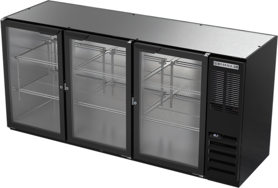 Product image #1 for 72-Inch Three-Section Food-Rated Glass Door Back Bar Refrigerator with Stainless Steel Top