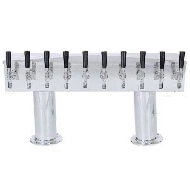 Product image #1 for Micro Matic Double Pedestal 10-Faucet Countertop Draft Beer Tower with Kool-Rite Glycol Cooling, Polished Stainless Steel