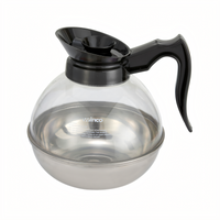 Winco 64 oz Coffee Decanter with Stainless Steel Base and Black Handle