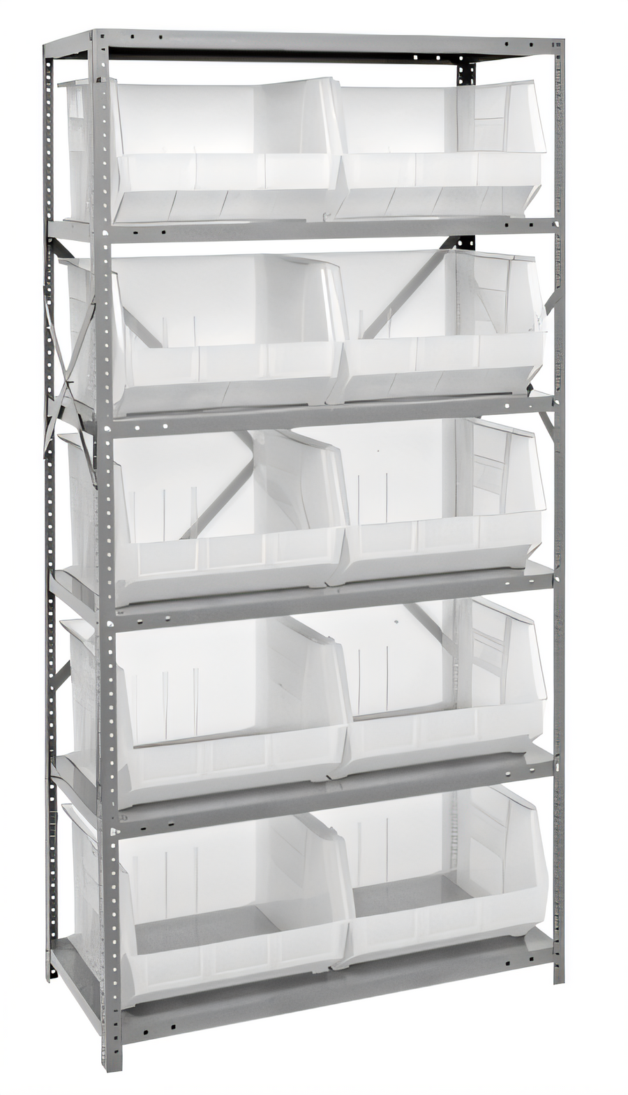 Product image #1 for Quantum Heavy-Duty Wire Shelving Unit with 6 Shelves and 10 Clear Bins, 18 x 36 x 75 Inches