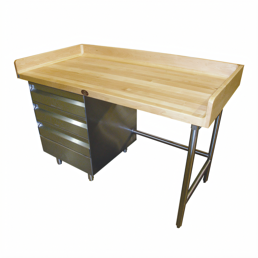 Product image #1 for Advance Tabco 96-Inch Bakers' Top Work Table with Wood Top, 3-Tier Left Drawers and Stainless Steel Base