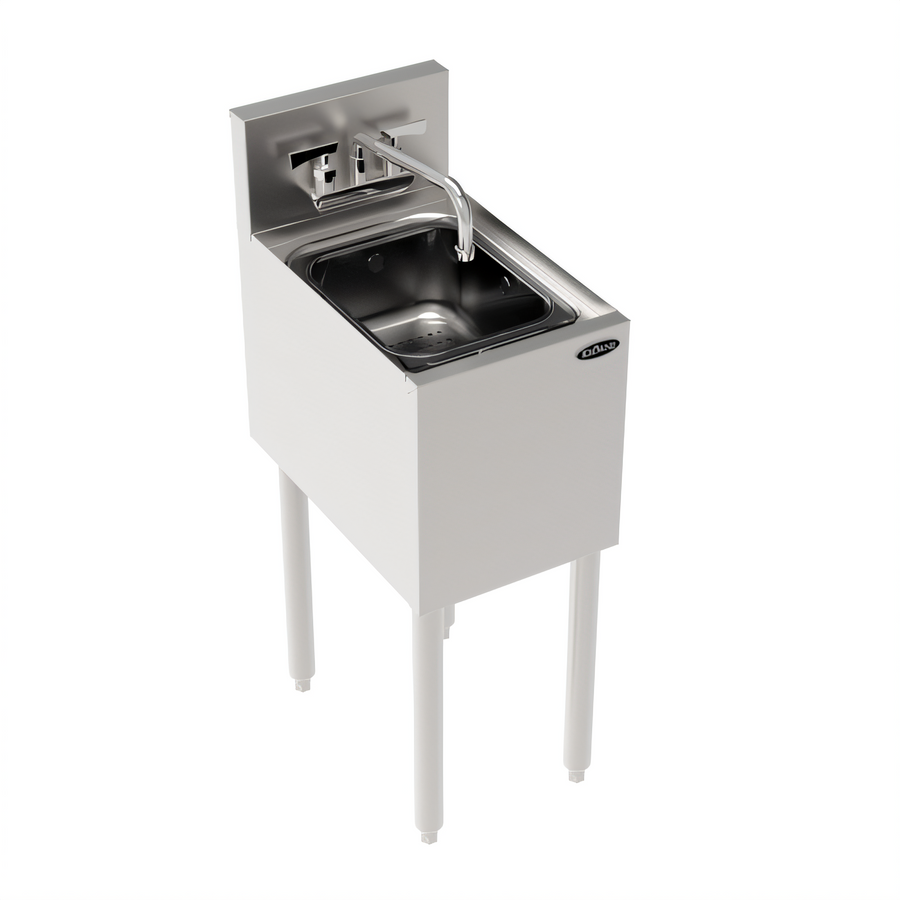Product image #1 for Krowne Royal Series Freestanding 12-Inch Stainless Steel Underbar Dump Sink with Single Compartment, Faucet, and Perforated Basket