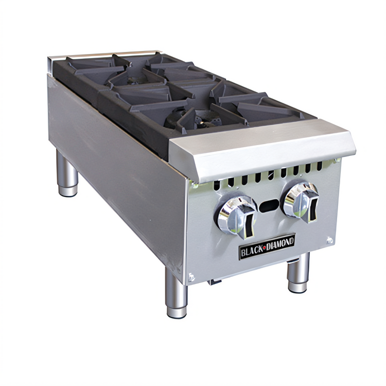 Product image #1 for Black Diamond 12-Inch 2-Burner Countertop Gas Hot Plate in Stainless Steel