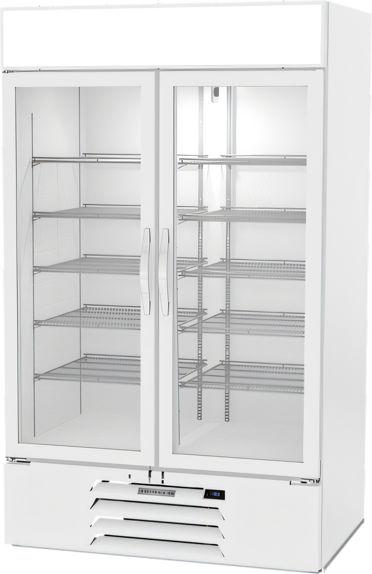Product image #1 for Beverage-Air MarketMax IQ 47-Inch Two-Section Reach-In Glass Door Merchandiser Freezer, White