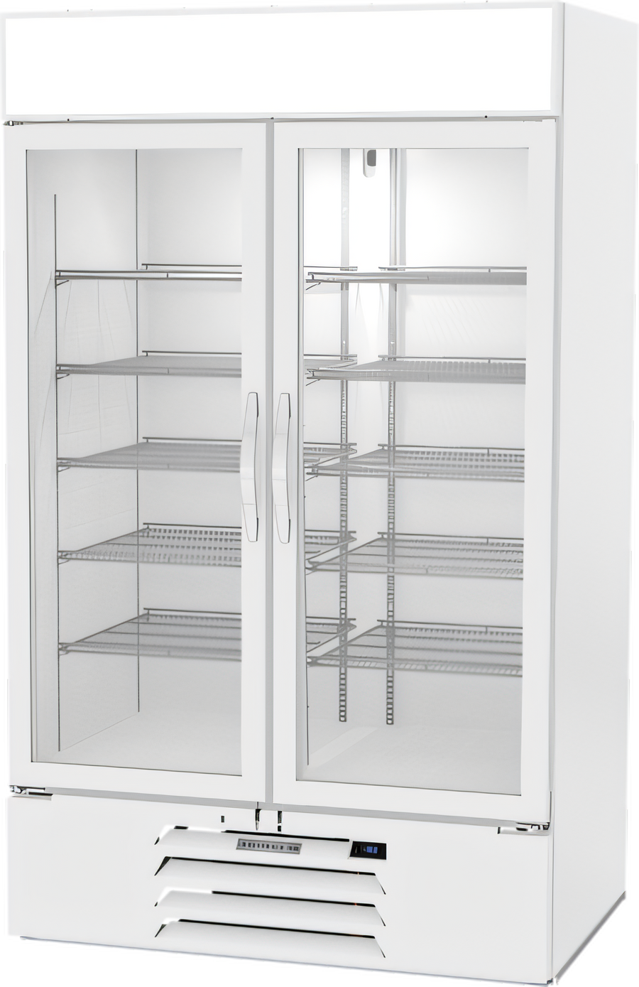 Product image #1 for Beverage-Air MarketMax IQ 47-Inch Two-Section Reach-In Glass Door Merchandiser Freezer, White