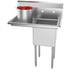 Thumbnail image #1 for KoolMore 1-Compartment Commercial Sink with Left Drainboard and Backsplash, 15 x 15 x 12 Bowl