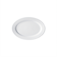 Birkhall Endless Table White Porcelain Oval Platter with Rolled Edge, 13-3/4 x 9-7/8 Inches