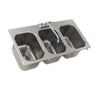 Eagle Group Three-Compartment Self-Rimming Drop-In Sink with 10 x 14 x 9-1/2 Inch Bowls, Faucet, and Basket Drains
