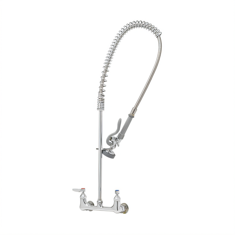 Product image #1 for T&S Brass EasyInstall 8-Inch Centers Wall-Mount Spring-Action Pre-Rinse Unit with Cerama Cartridges