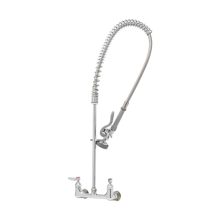 Product image #1 for T&S Brass EasyInstall 8-Inch Centers Wall-Mount Spring-Action Pre-Rinse Unit with Cerama Cartridges