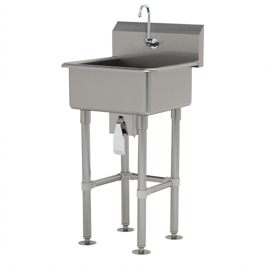 Product image #1 for Freestanding Stainless Steel Service Sink with Knee Valve and Gooseneck Spout