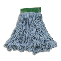 Rubbermaid Commercial Super Stitch Medium Looped-End Mop Head, 4-Ply Cotton/Synthetic Blend, 5-Inch Headband, Blue