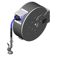 Enclosed Stainless Steel Retractable Hose Reel with 3/8 Inch x 50 Foot Hose and 1.15 GPM Spray Valve