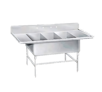 Advance Tabco Regaline Super Size 3-Compartment Fabricated Sink with Left and Right Drainboards, 108-Inch Long