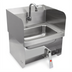 Thumbnail image #1 for John Boos Pro-Bowl Wall-Mounted Stainless Steel Hand Sink with Single Knee Valve, Side Splashes, and Gooseneck Spout