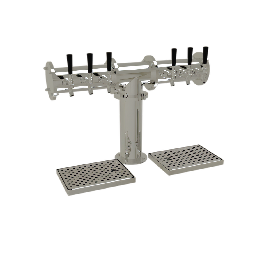 Product image #1 for Glastender Pipe Tee Countertop Draft Dispensing Tower, 6 Faucets, Air Cooled, Mirror Finish