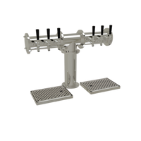Glastender Pipe Tee Countertop Draft Dispensing Tower, 6 Faucets, Air Cooled, Mirror Finish