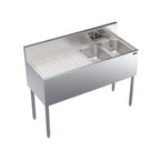 Thumbnail image #1 for Krowne Royal Series KR19-42R Two-Compartment Stainless Steel Underbar Sink with Left Drainboard and Faucet, 48 x 19 Inches