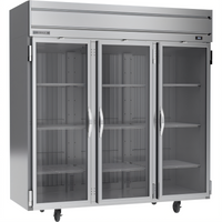 Beverage Air Horizon Series 3-Section Glass Door Reach-In Refrigerator, 71.52 Cu. Ft., Top-Mounted Self-Contained
