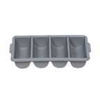 Thumbnail image #1 for Admiral Craft Equipment Corp. CBP-4 4-Compartment Gray Plastic Cutlery Bin with Integral Side Handles Case of 12