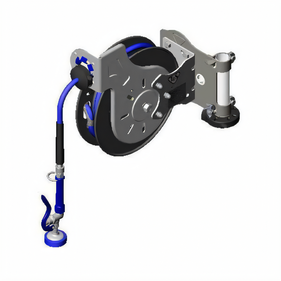 Product image #1 for Open Epoxy-Coated Steel Retractable Hose Reel with 35-Foot Hose and Stainless Steel Table Leg Swing Bracket