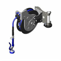 Open Epoxy-Coated Steel Retractable Hose Reel with 35-Foot Hose and Stainless Steel Table Leg Swing Bracket