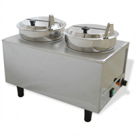 Benchmark Dual Well Sauce Warmer with 2 x 7 Qt Wells, Hinged Lids and Ladles