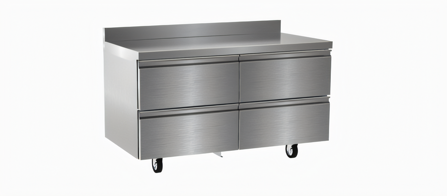 Product image #1 for Delfield 60-Inch Two-Section Worktop Refrigerator with 4 Drawers and 4-Inch Backsplash