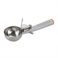 Winco Deluxe 4 oz Size 8 Round Thumb-Press Disher with Reinforced One-Piece Handle