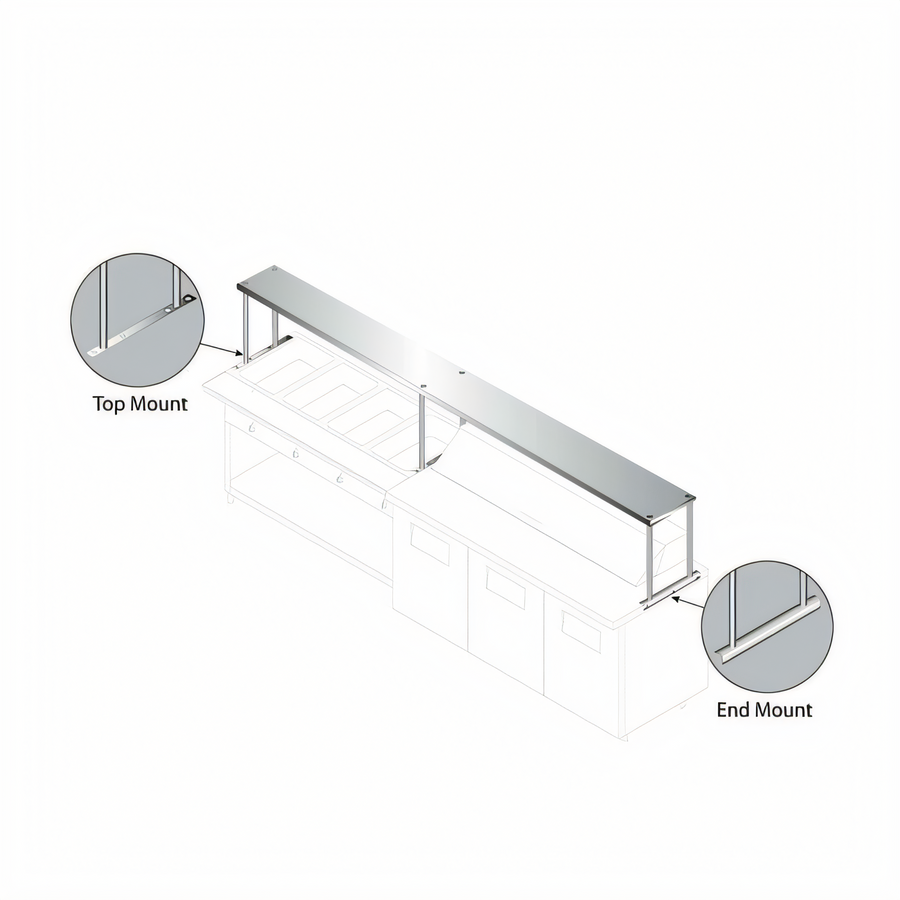 Product image #1 for Advance Tabco Single 72-Inch W x 24-Inch D 18/430 Stainless Steel Overshelf