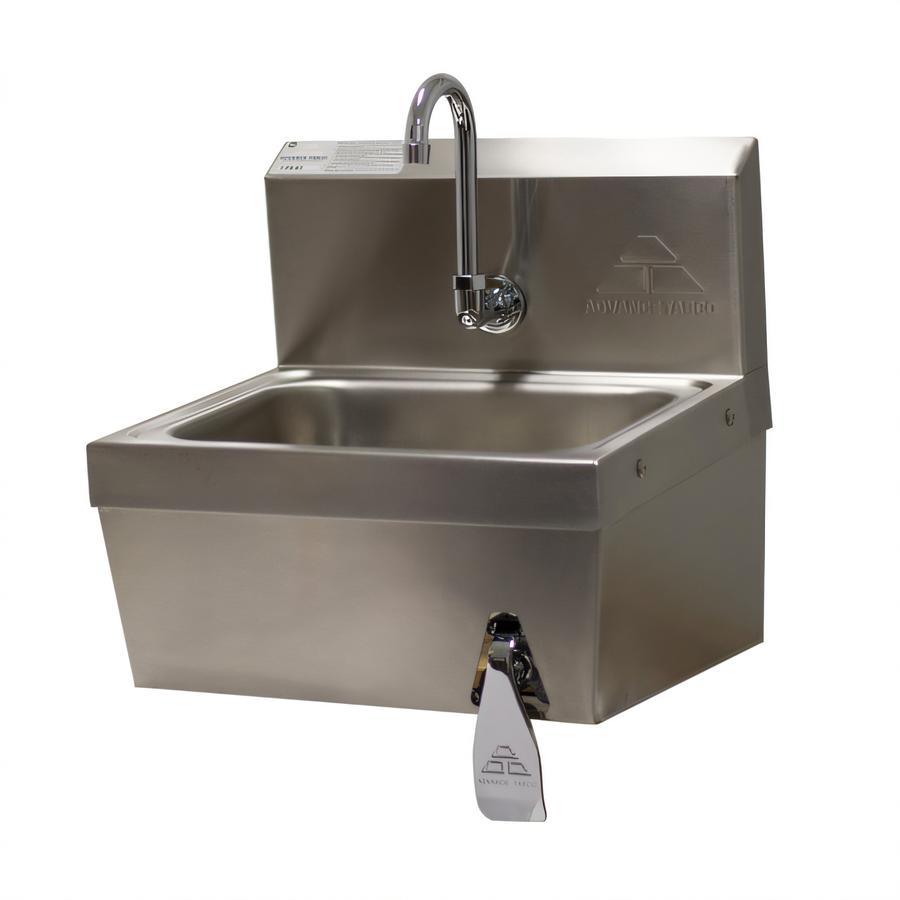 Product image #1 for Advance Tabco 7-PS-62 Wall Mounted Stainless Steel Hand Sink with Deep Drawn Bowl, Knee Valve, and Gooseneck Faucet