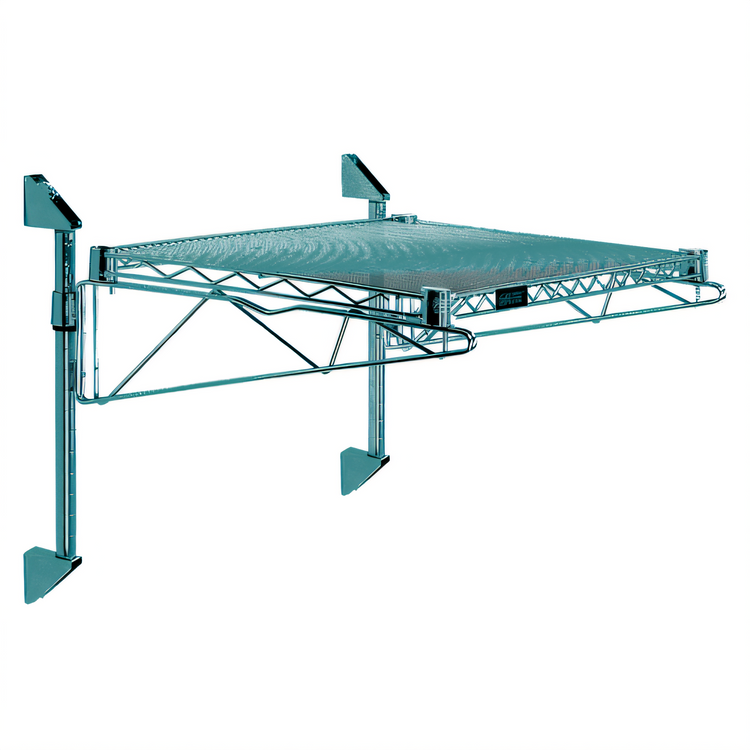 Product image #1 for Quantum Cantilever Single Shelf Wall-Mount Wire Shelving Unit with 54 x 21 Inch Shelf, Green Epoxy Finish