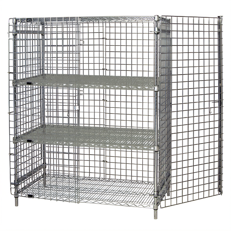 Product image #1 for Quantum 48"W x 24"D x 63"H Stationary Chrome Wire Security Cage with 2 Intermediate Shelves
