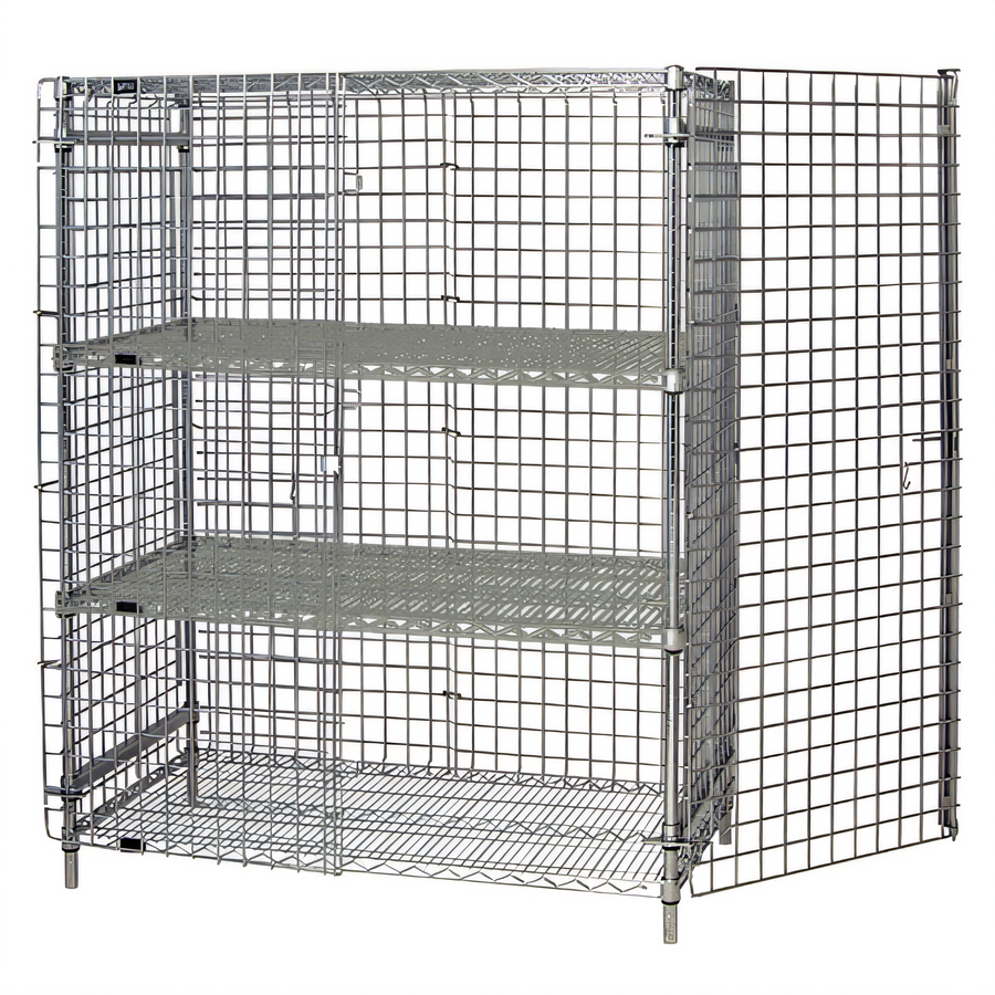 Product image #1 for Quantum 48"W x 24"D x 63"H Stationary Chrome Wire Security Cage with 2 Intermediate Shelves