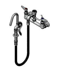 T&S Brass Pot and Kettle Filler Wall Mount Mixing Faucet with 36-Inch Hose and Hook Nozzle